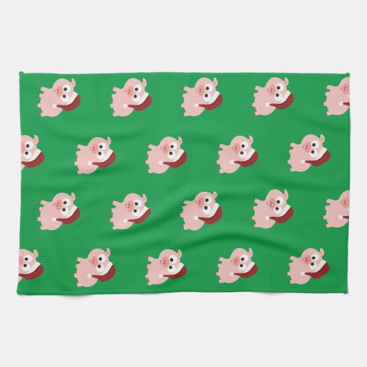 Santa Pig Pattern Geschirrtuch (Horizontal)