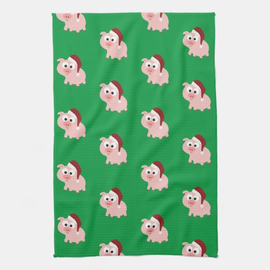 Santa Pig Pattern Geschirrtuch (Vertikal)