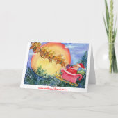 Santa Pig Sleigh Feiertagskarte (Rückseite)