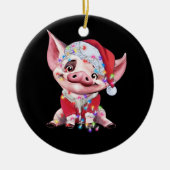 Santa Pig Weihnachtslicht Glühwein Weihnachten Keramik Ornament (Vorne)