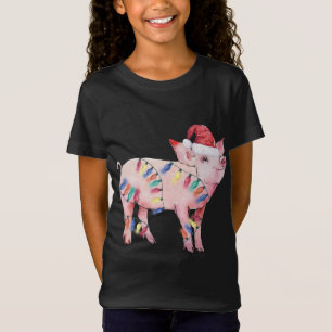 Santa Pig Weihnachtslicht Glühwein Weihnachten T-Shirt
