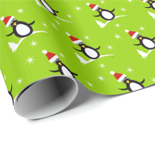 Santa Pinguin Kinder Weihnachten Geschenkpapier