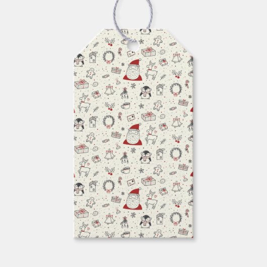 Santa, Pinguine und Rudolph Geschenkanhänger (Vorderseite)