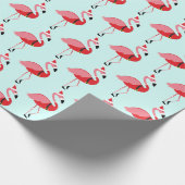 Santa Pink Flamingo Blue Christmas Pattern Geschenkpapier (Ecke)