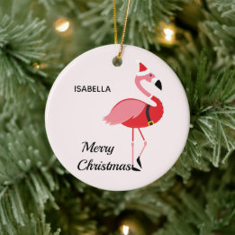 Santa Pink Flamingo Holiday Animal Frohe Weihnacht Keramik Ornament