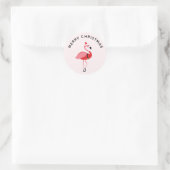 Santa Pink Flamingo Weihnachten Runder Aufkleber (Tasche)