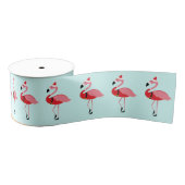Santa Pink Flamingo Weihnachts Blaue Weihnachtsfei Ripsband (Spule)