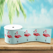 Santa Pink Flamingo Weihnachts Blaue Weihnachtsfei Ripsband
