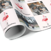 Santa Pink Flamingo Weihnachts-Foto Wrapping Paper Geschenkpapier (Rolleneckpunkt)
