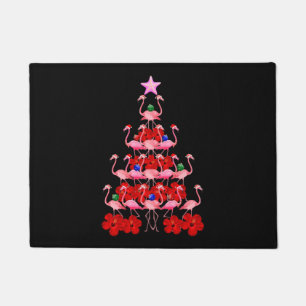 Santa Pink Flamingo Weihnachtsbaum Fußmatte
