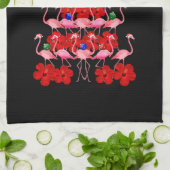 Santa Pink Flamingo Weihnachtsbaum Geschirrtuch (Gefaltet)
