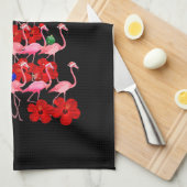 Santa Pink Flamingo Weihnachtsbaum Geschirrtuch (Viertel Falte)