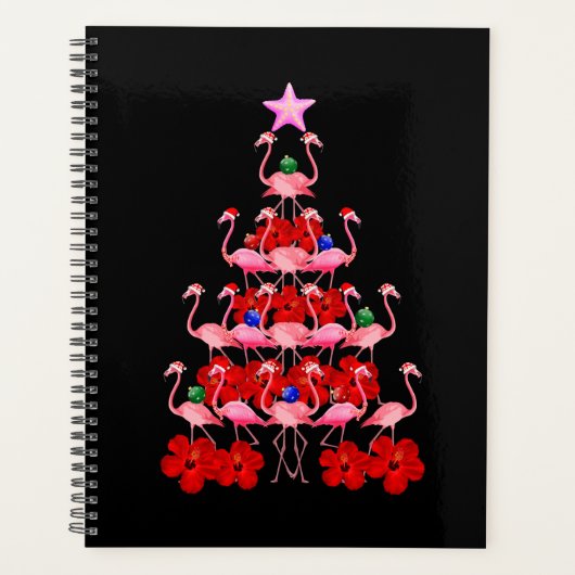 Santa Pink Flamingo Weihnachtsbaum Planer (Vorderseite)