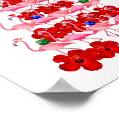 Santa Pink Flamingo Weihnachtsbaum Poster (Ecke)