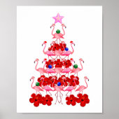 Santa Pink Flamingo Weihnachtsbaum Poster (Vorne)