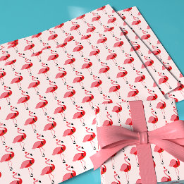 Santa Pink Flamingo Weihnachtsfeiertag Muster Geschenkpapier Set