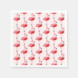 Santa Pink Flamingo Weihnachtsfeiertag Muster Serviette