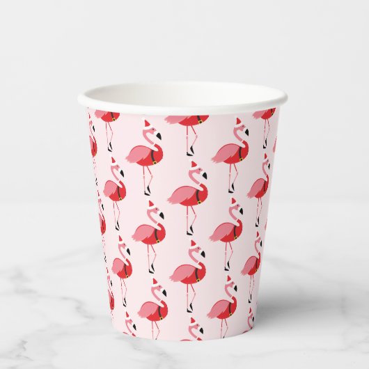 Santa Pink Flamingo Weihnachtsfeiertag Pappbecher (Vorderseite)