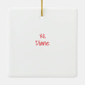 Santa Pink Golf Cart Weihnachten mit Lichterkranz Keramikornament (Rückseite)