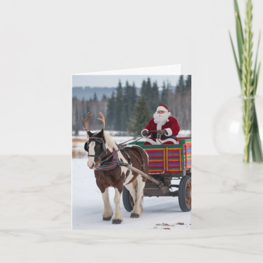 Santa Pinto Entwurf Reitwagen farbenfroher Wagen Karte (Vorderseite)