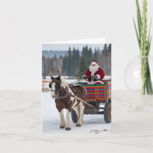 Santa Pinto Zugpferd Geweih Bunter Wagen Karte