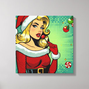 Santa Pinup: Pop Art Glamour Leinwanddruck
