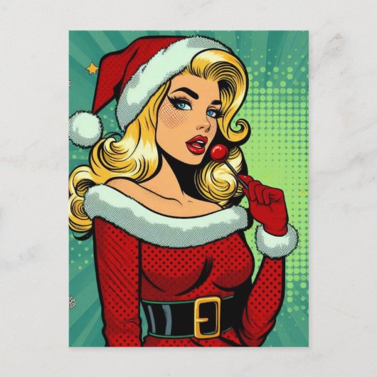 Santa Pinup: Pop Feiertagspostkarte (Vorderseite)