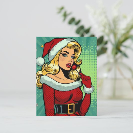 Santa Pinup: Pop Postkarte (Stehend Vorderseite)