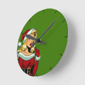 Santa Pinup: Pop Runde Wanduhr (Winkel)