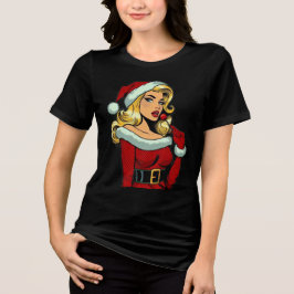 Santa Pinup: Pop Tri-Blend Shirt
