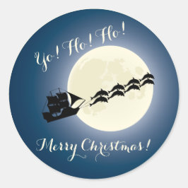 Santa Pirate Schiff mit Delphinen Weihnachtsfeiert Runder Aufkleber