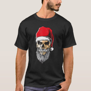 Santa Pirate Skull mit Santas Hat Xmas Bart T-Shirt