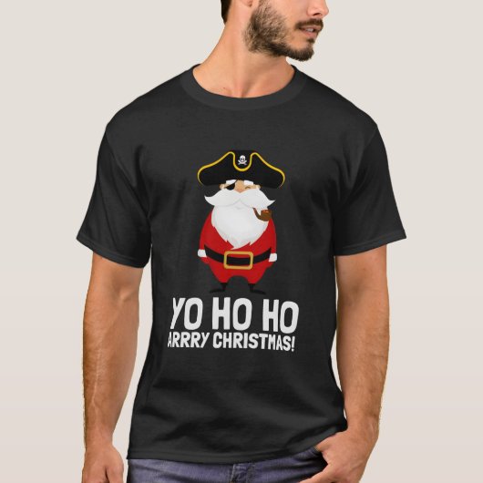 Santa Pirate Yo Ho Ho Arry Eye Patch Captain T-Shirt (Vorderseite)