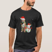 Santa Pitbull Terrier Dog Snowman Xmas Tree Lights T-Shirt (Vorderseite)