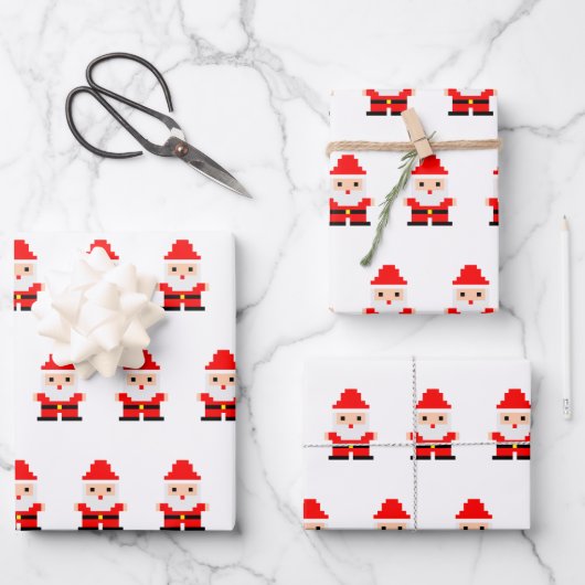 Santa Pixel Art 1 Geschenkpapier Set (Vorderseite)