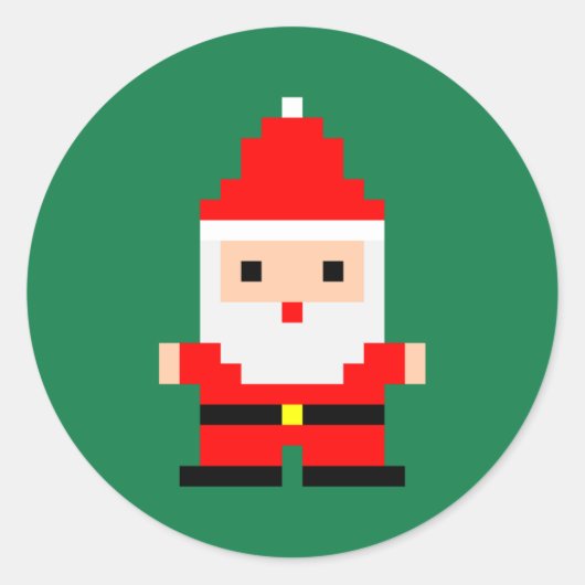 Santa Pixel Art 1 Runder Aufkleber (Vorderseite)