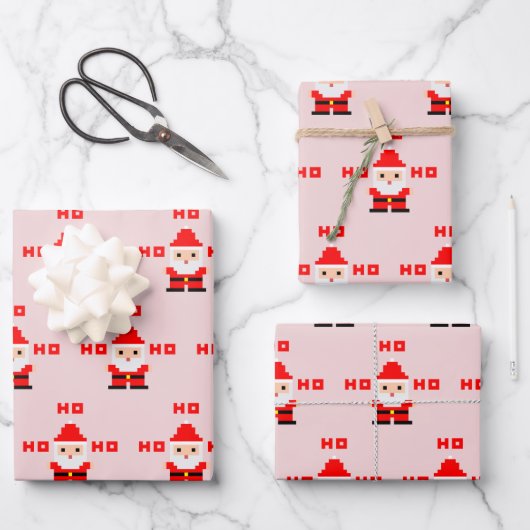 Santa Pixel Art 2 Geschenkpapier Set (Vorderseite)