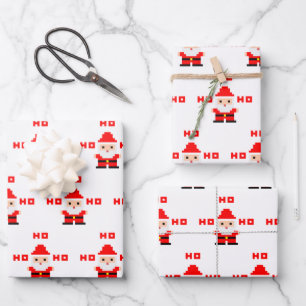 Santa Pixel Art 2 Geschenkpapier Set
