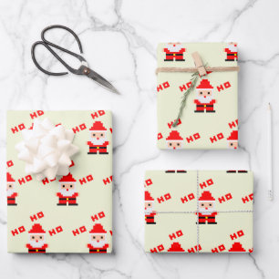 Santa Pixel Art 3 Geschenkpapier Set
