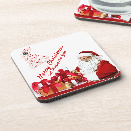 Santa Plastic Untersetzer mit Korkrückseite - Set  (Linke Seite)