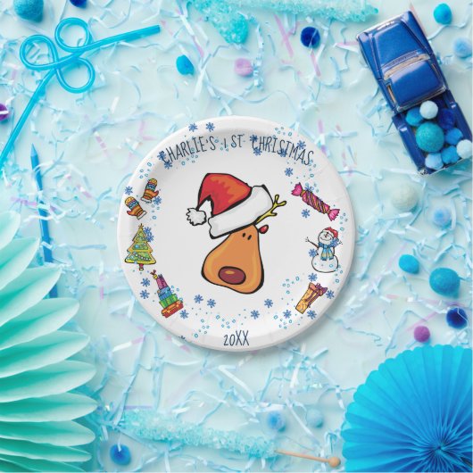 Santa Plate 1. Weihnachts Doodle Kunst Design Pappteller (Party)