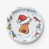 Santa Plate 1. Weihnachts Doodle Kunst Design Pappteller (Vorderseite)