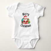 Santa Playful Frohe Weihnachten Ein Stück Bodysuit Baby Strampler (Vorderseite)