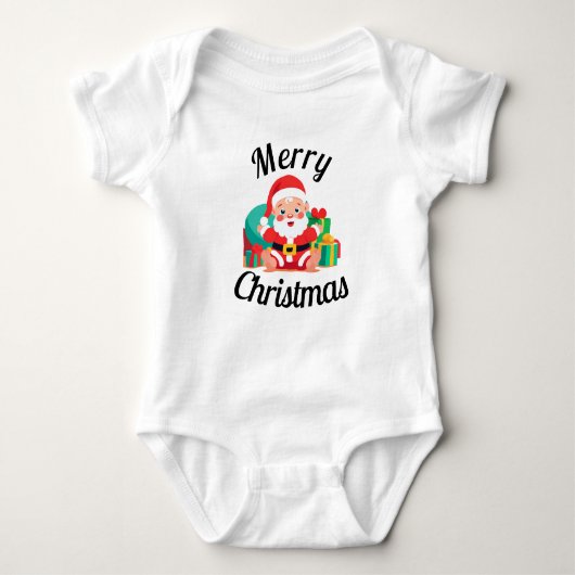 Santa Playful Frohe Weihnachten Ein Stück Bodysuit Baby Strampler (Vorderseite)