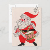 Santa playing a Drum Feiertagspostkarte (Vorne/Hinten)