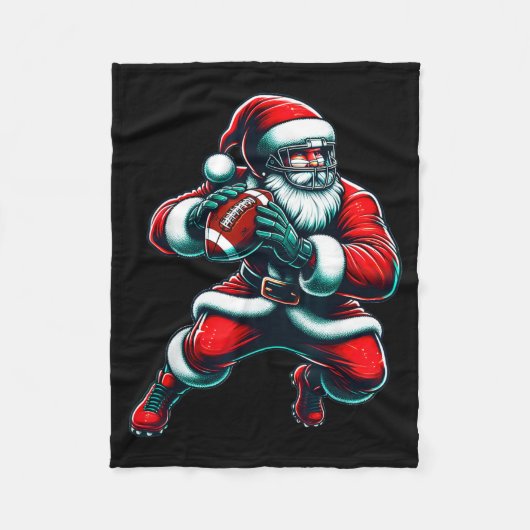 Santa Playing American Football Christmas Women Me Fleecedecke (Vorderseite)