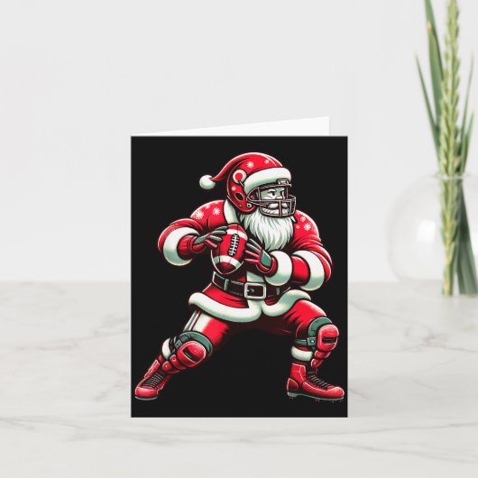 Santa Playing American Football Christmas Women Me Karte (Vorderseite)