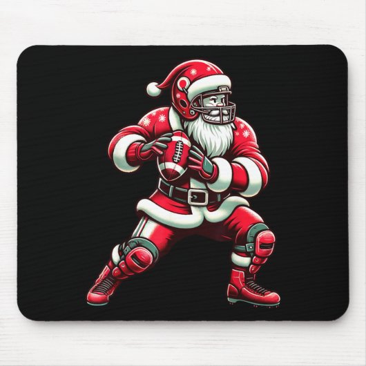 Santa Playing American Football Christmas Women Me Mousepad (Vorne)