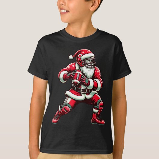 Santa Playing American Football Christmas Women Me T-Shirt (Vorderseite)