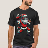 Santa Playing American Football Christmas Women Me T-Shirt (Vorderseite)